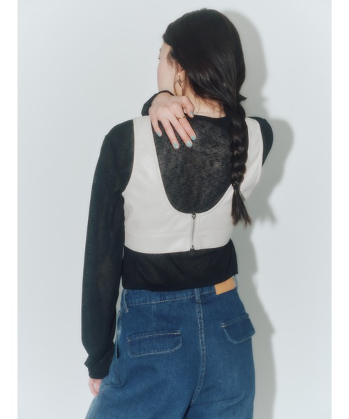 Vicente（ヴィセンテ）の「Pleather bustier top（キャミソール・レディース・ホワイト/ブラック・FREE）」の15枚目の写真