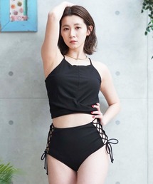 LAETITIA（レリッタ）の「【ムラサキスポーツ限定】LAETITIA/レリッタ リブハイネックビキニ ハイウエスト レースアップ 440901（水着）」