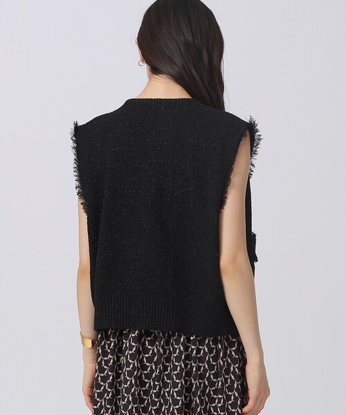 GALLEST（ギャレスト）の「◆ツイードニットベスト（ベスト・レディース・ブラック/ホワイト系・38）」の3枚目の写真