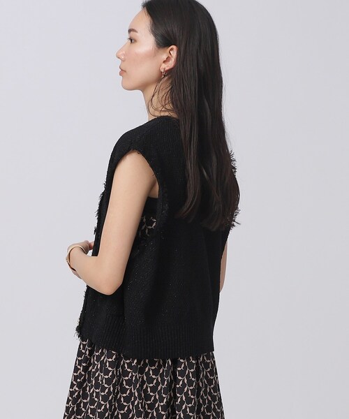 GALLEST（ギャレスト）の「◆ツイードニットベスト（ベスト・レディース・ブラック/ホワイト系・38）」の4枚目の写真