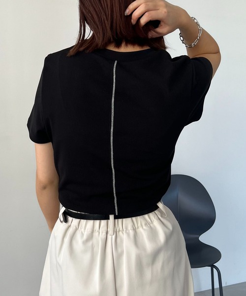 CAPRICIEUX LE'MAGE(カプリシューレマージュ)の「ステッチTシャツ(Tシャツ/カットソー・レディース・ブラック/オフホワイト/グリーン・FREE)」の9枚目の写真