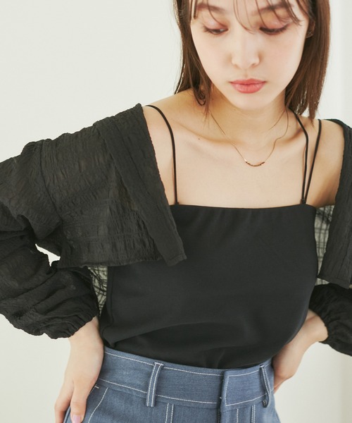 ROPE' PICNIC（ロペピクニック）の「選べるストラップカップ付きベアトップ（キャミソール・レディース・ブラック/ベージュ・38/36）」の2枚目の写真