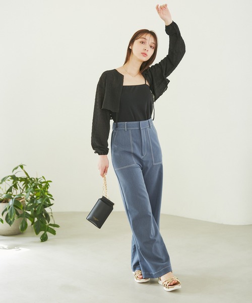 ROPE' PICNIC（ロペピクニック）の「選べるストラップカップ付きベアトップ（キャミソール・レディース・ブラック/ベージュ・38/36）」の4枚目の写真