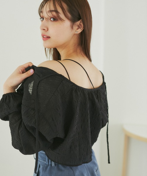 ROPE' PICNIC（ロペピクニック）の「選べるストラップカップ付きベアトップ（キャミソール・レディース・ブラック/ベージュ・38/36）」の5枚目の写真