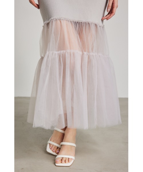 【セール】チュールマーメイドニットワンピース(ワンピース)|rienda(リエンダ) 【セール】チュールマーメイドニットワンピース(ワンピース)|rienda(リエンダ)