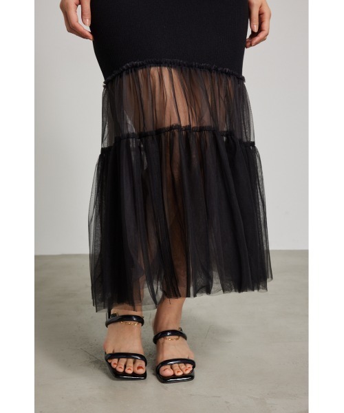 【セール】チュールマーメイドニットワンピース(ワンピース)|rienda(リエンダ) 【セール】チュールマーメイドニットワンピース(ワンピース)|rienda(リエンダ)