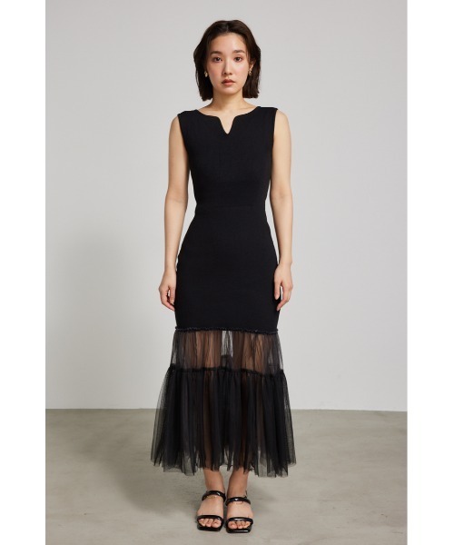 【セール】チュールマーメイドニットワンピース(ワンピース)|rienda(リエンダ) 【セール】チュールマーメイドニットワンピース(ワンピース)|rienda(リエンダ)