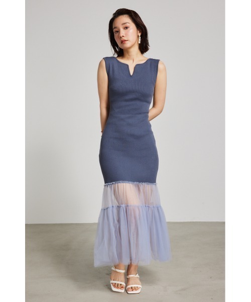 【セール】チュールマーメイドニットワンピース(ワンピース)|rienda(リエンダ) 【セール】チュールマーメイドニットワンピース(ワンピース)|rienda(リエンダ)