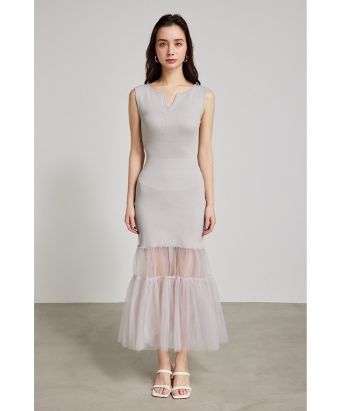【セール】チュールマーメイドニットワンピース(ワンピース)|rienda(リエンダ) 【セール】チュールマーメイドニットワンピース(ワンピース)|rienda(リエンダ)