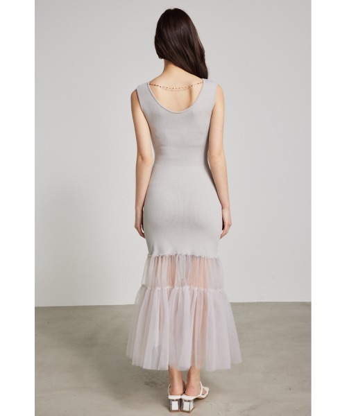 【セール】チュールマーメイドニットワンピース(ワンピース)|rienda(リエンダ) 【セール】チュールマーメイドニットワンピース(ワンピース)|rienda(リエンダ)