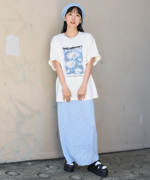 セール】flower painting Tシャツ/フラワーペインティングT