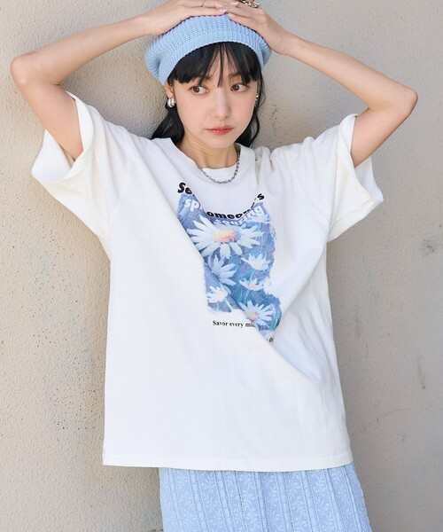 【新品】rosy monster flower enchanted Tシャツ FREAK'S STORE tシャツ 花刺繍Tシャツ「限定展開」 レディース