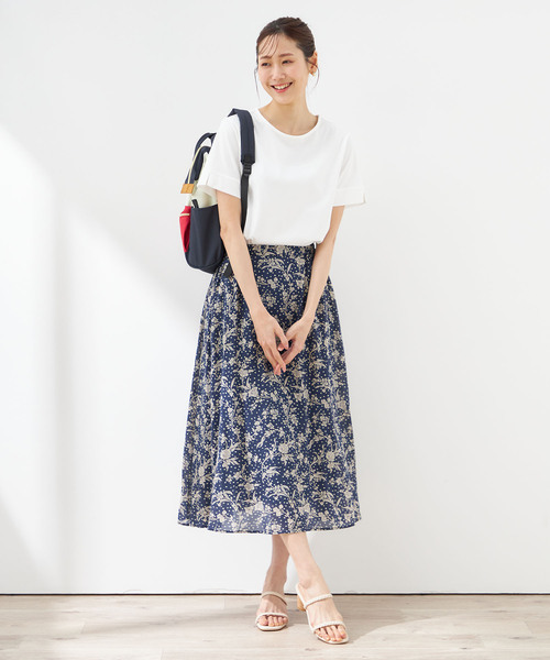 Petit Honfleur(プチオンフルール)の「【UVカット・接触冷感】汗じみ防止加工タックTシャツ(Tシャツ/カットソー・レディース・アイボリー/オレンジ/ネイビー・M/L)」の13枚目の写真