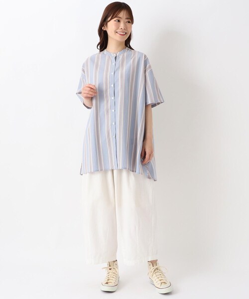 one'sterrace(ワンズテラス)の「ポプリンバックフレアシャツ(シャツ/ブラウス・レディース・ブルー系その他7/ブラック系8/ネイビー系5・02)」の18枚目の写真