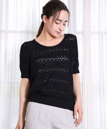 DECADE CLASSIC（ディケイド クラシック）の「【DECADE CLASSIC】コットン100％　透かし編みトップス (SS)（Tシャツ/カットソー）」