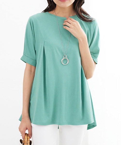 BELLUNA PLUS(ベルーナ)の「バックフレアーパフ袖プルオーバー(Tシャツ/カットソー・レディース・チャコール/グレイッシュベージュ/ワイン/セージグリーン・MEDIUM/LARGE/X-LARGE)」の13枚目の写真
