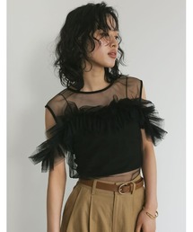 Re:EDIT | [2024 SUMMER COLLECTION]マルチウェイオフショルチュールトップス(タンクトップ)