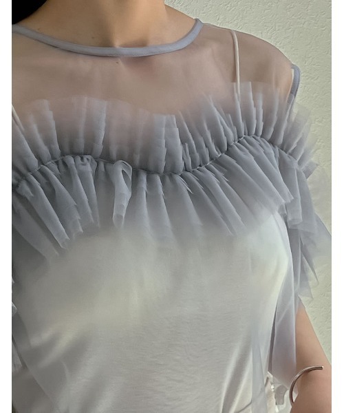 Re:EDIT（リエディ）の「[2024 SUMMER COLLECTION]マルチウェイオフショルチュールトップス（タンクトップ・レディース・グレー/ブラック・MEDIUM/LARGE）」の17枚目の写真