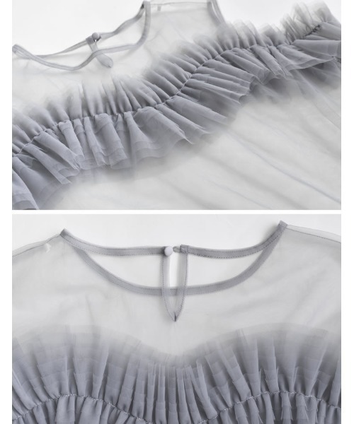 Re:EDIT（リエディ）の「[2024 SUMMER COLLECTION]マルチウェイオフショルチュールトップス（タンクトップ・レディース・グレー/ブラック・MEDIUM/LARGE）」の20枚目の写真