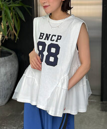 CIAOPANIC | 裾チュールドッキングロゴノースリーブトップス(Tシャツ/カットソー)