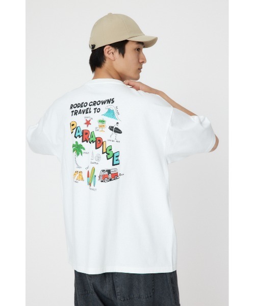 RODEO CROWNS WIDE BOWL(ロデオクラウンズワイドボウル)の「サーフハッポウ Tシャツ(Tシャツ/カットソー・メンズ・ホワイト/チャコールグレー/ブルー・MEDIUM/LARGE)」の1枚目の写真