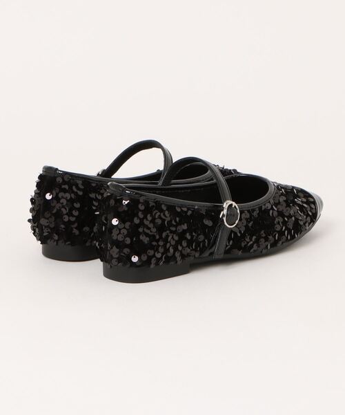 shoes365(シューズスリーシックスファイヴ)の「【shoes365】バックル付きスパンコールバレエシューズ(バレエシューズ・レディース・ブラック/シルバー・22.5cm/23.0cm/23.5cm/24.0cm/24.5cm/25.0cm)」の3枚目の写真