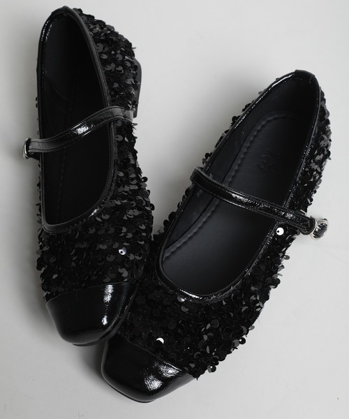 shoes365(シューズスリーシックスファイヴ)の「【shoes365】バックル付きスパンコールバレエシューズ(バレエシューズ・レディース・ブラック/シルバー・22.5cm/23.0cm/23.5cm/24.0cm/24.5cm/25.0cm)」の14枚目の写真