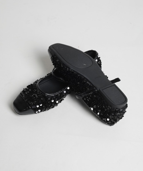 shoes365(シューズスリーシックスファイヴ)の「【shoes365】バックル付きスパンコールバレエシューズ(バレエシューズ・レディース・ブラック/シルバー・22.5cm/23.0cm/23.5cm/24.0cm/24.5cm/25.0cm)」の15枚目の写真