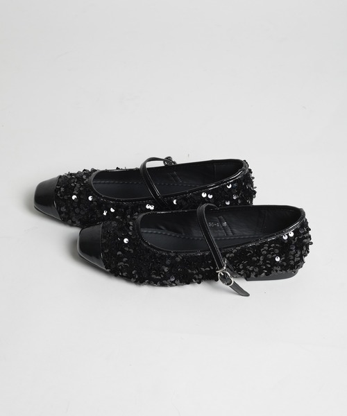 shoes365(シューズスリーシックスファイヴ)の「【shoes365】バックル付きスパンコールバレエシューズ(バレエシューズ・レディース・ブラック/シルバー・22.5cm/23.0cm/23.5cm/24.0cm/24.5cm/25.0cm)」の17枚目の写真