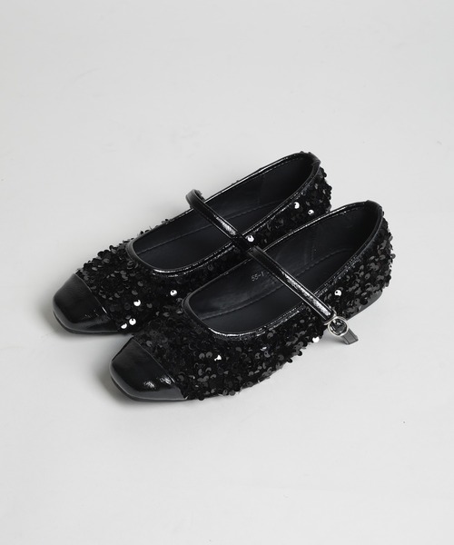 shoes365(シューズスリーシックスファイヴ)の「【shoes365】バックル付きスパンコールバレエシューズ(バレエシューズ・レディース・ブラック/シルバー・22.5cm/23.0cm/23.5cm/24.0cm/24.5cm/25.0cm)」の18枚目の写真