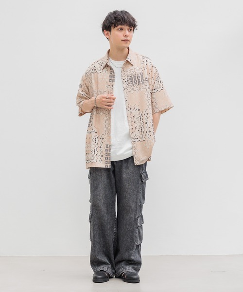 RAGEBLUE(レイジブルー)の「ラグイージー/総柄ドレープシャツ(シャツ/ブラウス・メンズ・ブラック/ベージュ/ブラウン・MEDIUM/LARGE)」の10枚目の写真