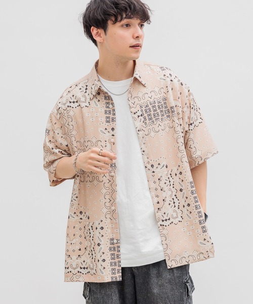 RAGEBLUE(レイジブルー)の「ラグイージー/総柄ドレープシャツ(シャツ/ブラウス・メンズ・ブラック/ベージュ/ブラウン・MEDIUM/LARGE)」の9枚目の写真