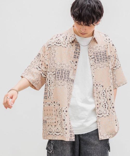 RAGEBLUE(レイジブルー)の「ラグイージー/総柄ドレープシャツ(シャツ/ブラウス・メンズ・ブラック/ベージュ/ブラウン・MEDIUM/LARGE)」の8枚目の写真