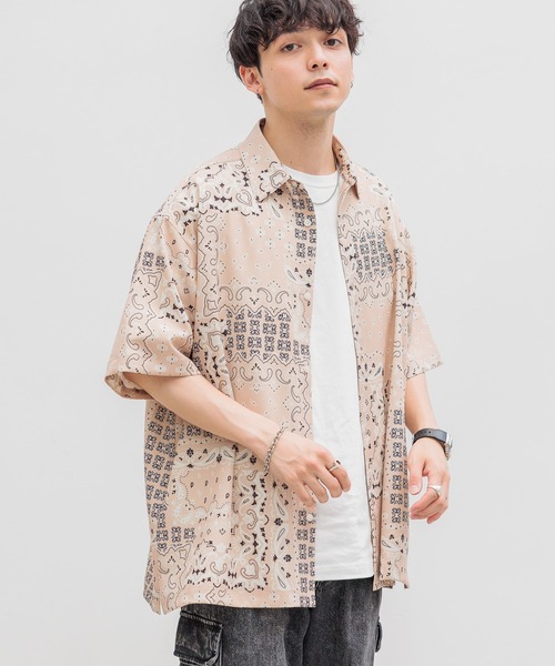 RAGEBLUE(レイジブルー)の「ラグイージー/総柄ドレープシャツ(シャツ/ブラウス・メンズ・ブラック/ベージュ/ブラウン・MEDIUM/LARGE)」の7枚目の写真