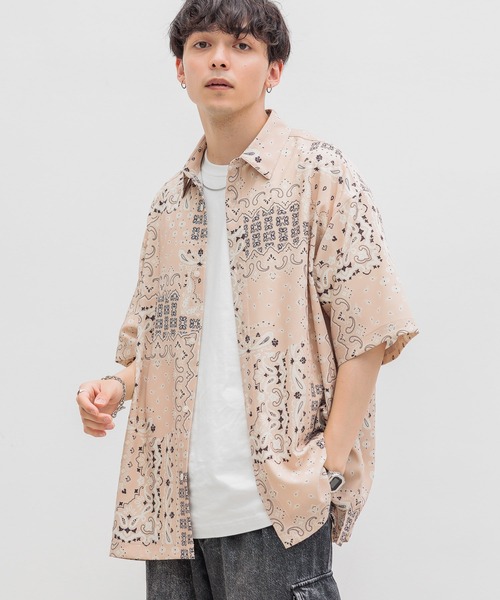 RAGEBLUE(レイジブルー)の「ラグイージー/総柄ドレープシャツ(シャツ/ブラウス・メンズ・ブラック/ベージュ/ブラウン・MEDIUM/LARGE)」の5枚目の写真