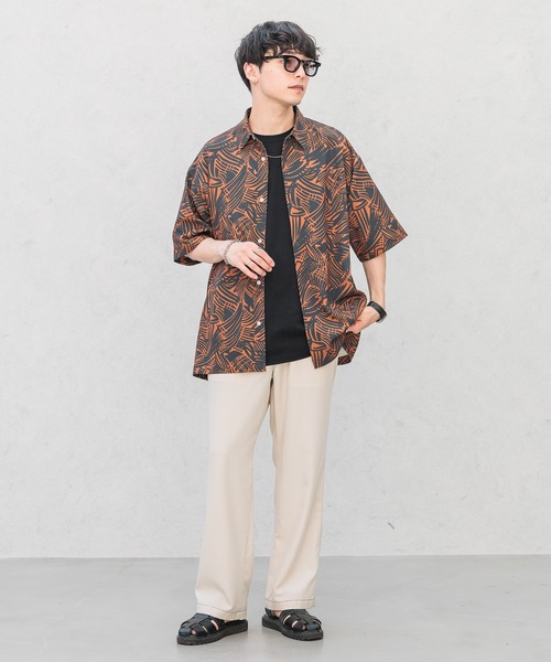 RAGEBLUE(レイジブルー)の「ラグイージー/総柄ドレープシャツ(シャツ/ブラウス・メンズ・ブラック/ベージュ/ブラウン・MEDIUM/LARGE)」の4枚目の写真