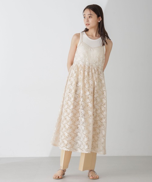 Christian Dior レース付きキャミソールワンピース Christian Dior レース付きキャミソールワンピース セール】シアー