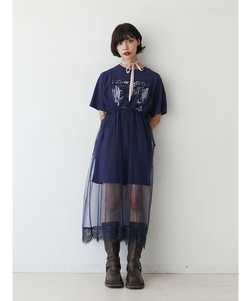 jouetie（ジュエティ）の「チュールドッキングロングワンピース（ワンピース・レディース・ブラック/アイボリー/ネイビー・MEDIUM）」の13枚目の写真