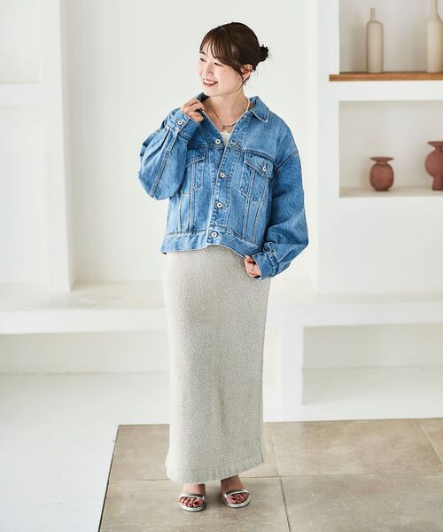 le.coeur blanc（ルクールブラン）の「ラメフェザーIラインスカート（スカート・レディース・ベージュ/ブラック・38）」の7枚目の写真