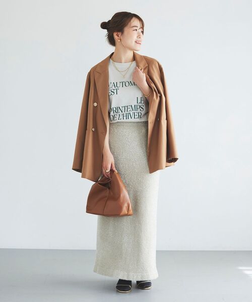 le.coeur blanc（ルクールブラン）の「ラメフェザーIラインスカート（スカート・レディース・ベージュ/ブラック・38）」の9枚目の写真