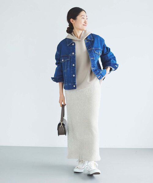 le.coeur blanc（ルクールブラン）の「ラメフェザーIラインスカート（スカート・レディース・ベージュ/ブラック・38）」の12枚目の写真