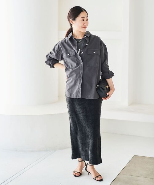 le.coeur blanc（ルクールブラン）の「ラメフェザーIラインスカート（スカート・レディース・ベージュ/ブラック・38）」の16枚目の写真