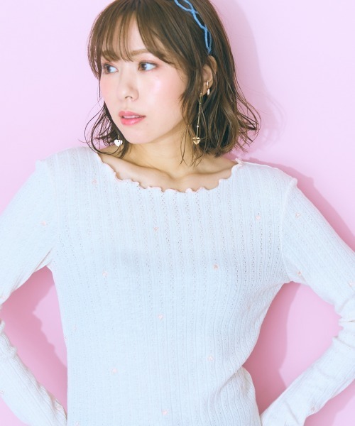 marun（マルン）の「＜大きいサイズ＞ハート刺しゅうトップス  marun（Tシャツ/カットソー・レディース・アイボリー/ブラック・LL/5L/L/4L/3L）」の19枚目の写真