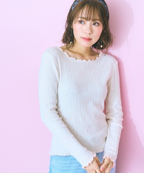 marun（マルン）の「＜大きいサイズ＞ハート刺しゅうトップス  marun（Tシャツ/カットソー・レディース・アイボリー/ブラック・LL/5L/L/4L/3L）」の18枚目の写真