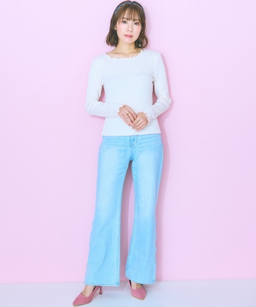 marun（マルン）の「＜大きいサイズ＞ハート刺しゅうトップス  marun（Tシャツ/カットソー・レディース・アイボリー/ブラック・LL/5L/L/4L/3L）」の14枚目の写真