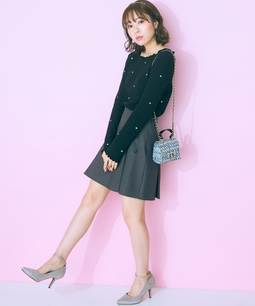 marun（マルン）の「＜大きいサイズ＞ハート刺しゅうトップス  marun（Tシャツ/カットソー・レディース・アイボリー/ブラック・LL/5L/L/4L/3L）」の4枚目の写真