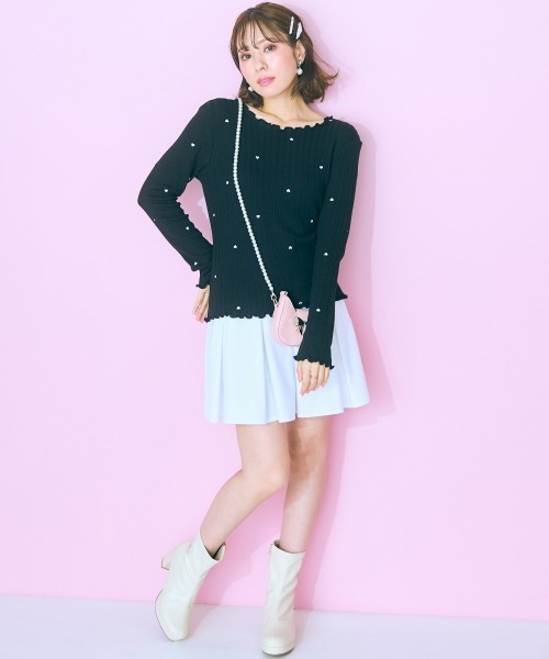 marun（マルン）の「＜大きいサイズ＞ハート刺しゅうトップス  marun（Tシャツ/カットソー・レディース・アイボリー/ブラック・LL/5L/L/4L/3L）」の9枚目の写真