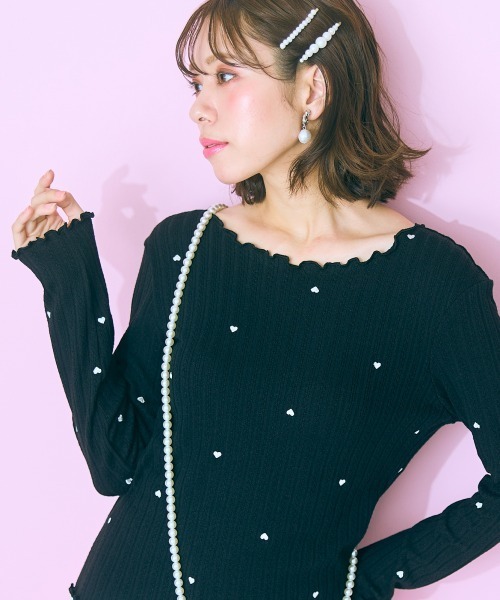 marun（マルン）の「＜大きいサイズ＞ハート刺しゅうトップス  marun（Tシャツ/カットソー・レディース・アイボリー/ブラック・LL/5L/L/4L/3L）」の17枚目の写真