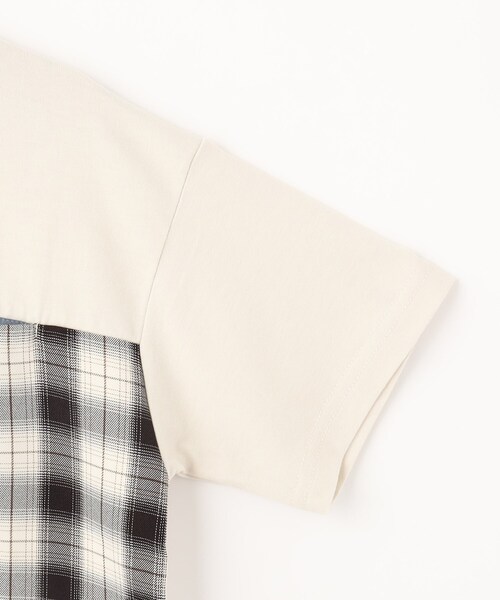 SHOO・LA・RUE（シューラルー）の「◆【110-140cm】チェック切替 配色Tシャツ（Tシャツ/カットソー・キッズ・アイボリー系4/ブラック系4・11/12/13/14）」の7枚目の写真