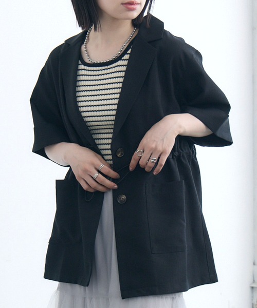 RETRO GIRL（レトロガール）の「ドロストテーラードJK（その他アウター・レディース・ライトグレー/ブラック/ブラウン・FREE）」の2枚目の写真